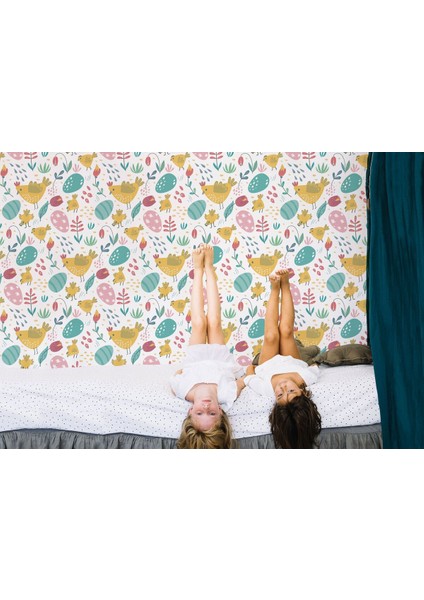 Çiçekler ve Kuşlar Temalı Öğretici Çocuk Odası Duvar KAĞIDI-5724 fırsatları