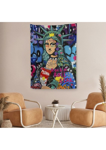 Mona Lisa Grafitti Pop Art Duvar Örtüsü - HALISI -6216