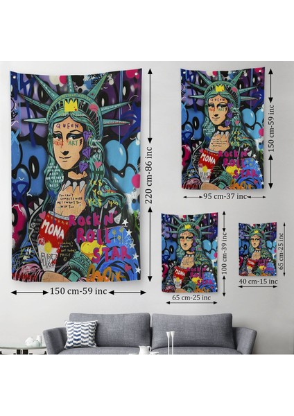 Mona Lisa Grafitti Pop Art Duvar Örtüsü - HALISI -6216 modelleri