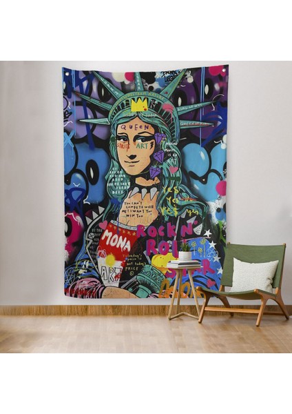 Mona Lisa Grafitti Pop Art Duvar Örtüsü - HALISI -6216