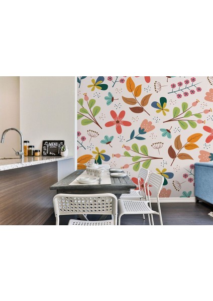 Db Renkli Çiçekler Desenli Duvar KAĞIDI-5651