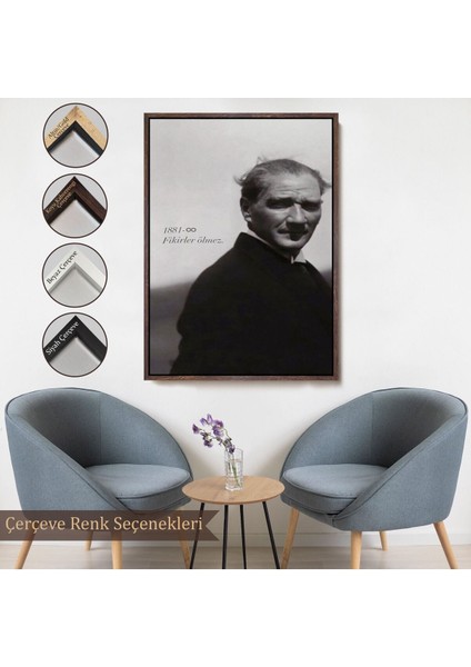 Çerçeveli Atatürk Portre Tablosu Mustafa Kemal Atatürk Dikdörtgen Dekoratif Kanvas TABLO-128