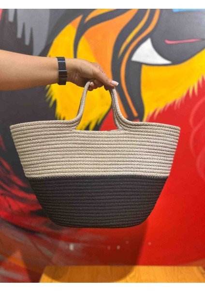 El Yapımı 30X40 cm Jüt Pamuk Çanta, El Çantası, Plaj Çantası fırsatları