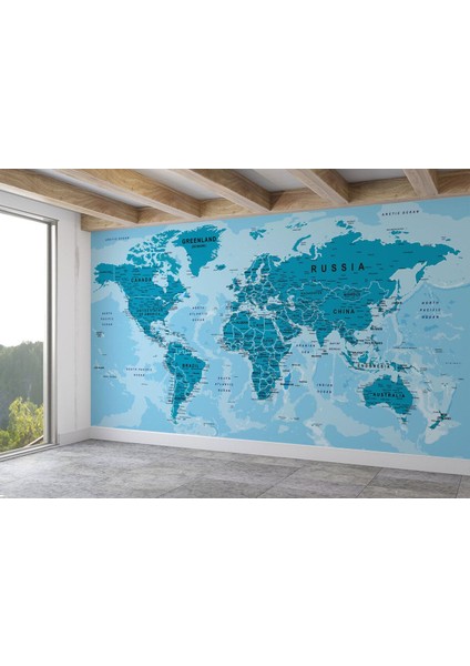 Dünya Haritası Duvar Kağıdı Detaylı Ülke ve Başkentli Ingilizce Dünya HARITASI-2135 fiyatları