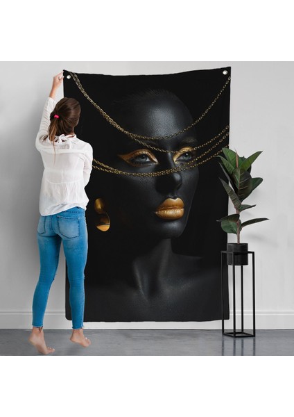 Altın Detaylı Kadın Duvar ÖRTÜSÜ-7879 modelleri