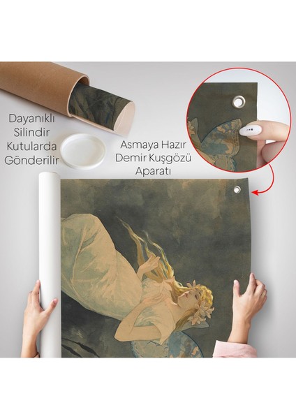 Alphonse Mucha'nın Iris Çiçekleriyle Elf Duvar ÖRTÜSÜ-7288 indirimleri