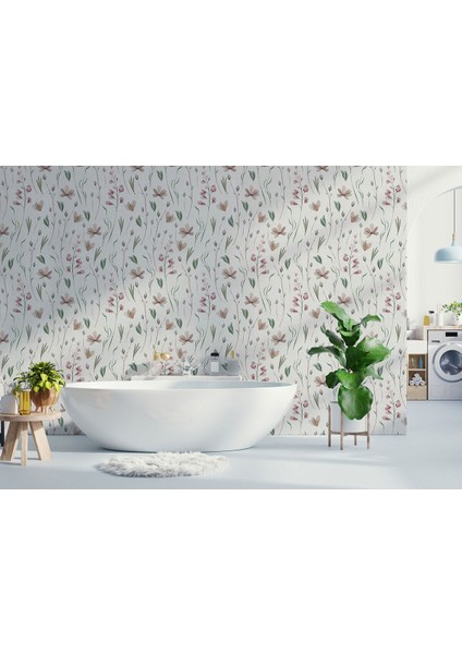 Yb Çiçek ve Yaprak Desenli Iskandinav Tarzı Duvar KAĞIDI-5555