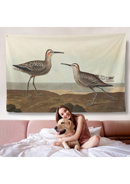 Uzun Bacaklı Çulluk Vintage Duvar ÖRTÜSÜ-7001