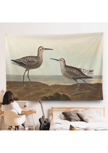 Uzun Bacaklı Çulluk Vintage Duvar ÖRTÜSÜ-7001