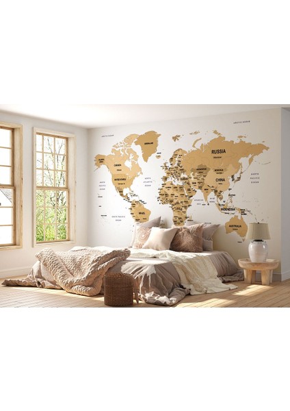 Dünya Haritası Dekoratif Duvar Kağıdı Ülke ve Başkentli -1549 fiyatları