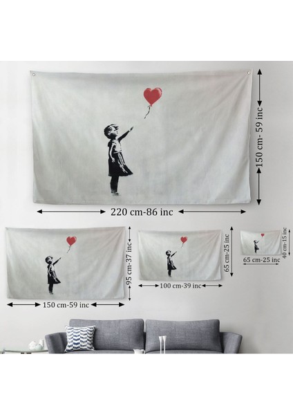 Banksy Kırmızı Balonu Uçup Giden Kız Kanvas Duvar ÖRTÜSÜ-HALISI-5059 modelleri