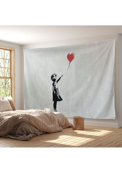 Banksy Kırmızı Balonu Uçup Giden Kız Kanvas Duvar ÖRTÜSÜ-HALISI-5059