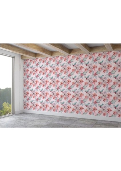 Pembe Kuşburnu Çiçeği Desenli Kız Çocuğu Odası Duvar KAĞIDI-5596 fiyatları
