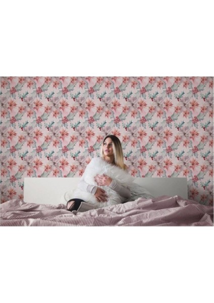 Pembe Kuşburnu Çiçeği Desenli Kız Çocuğu Odası Duvar KAĞIDI-5596 modelleri
