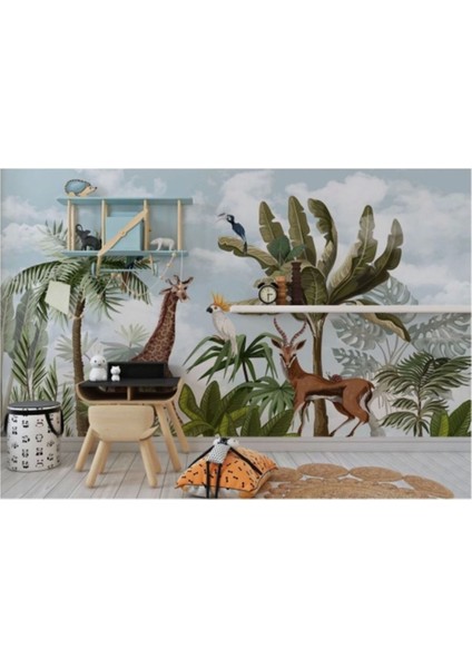 Yb Tropikal Orman Bitkileri ve Hayvanlar Çocuk Odası Duvar KAĞIDI-5625 fırsatları