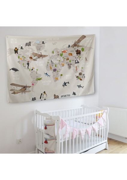 Eğitici Dünya Haritası Dünya Atlası Çocuk ve Bebek Odası Duvar Örtüsü-Halısı 3797 fiyatları