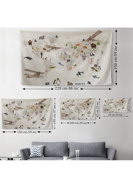 Eğitici Dünya Haritası Dünya Atlası Çocuk ve Bebek Odası Duvar Örtüsü-Halısı 3797 indirimleri