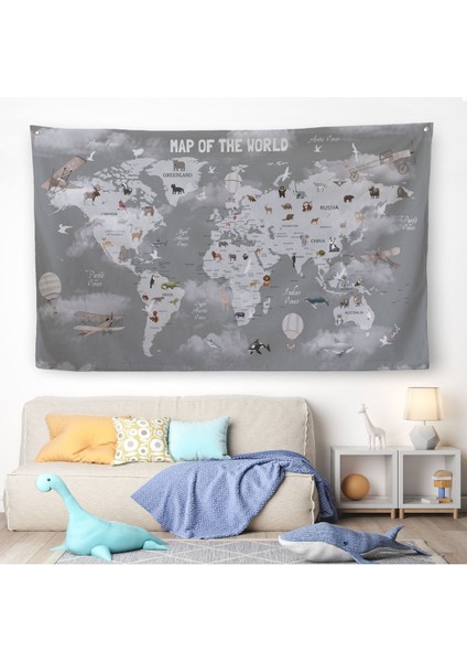 Dünya Atlası Çocuk ve Bebek Odası Duvar Örtüsü-Halısı 3811