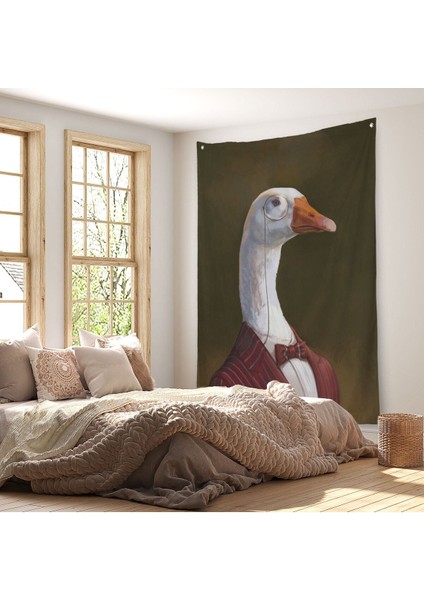 Gözlüklü Insan Vücutlu Kaz Pop Art Duvar Örtüsü - HALISI-5245