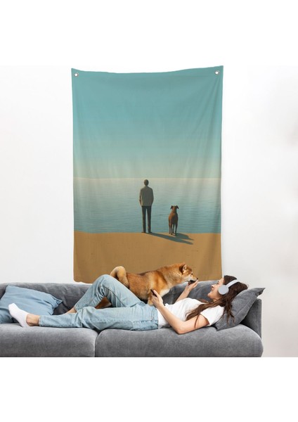 Sahilde Tefekkür Eden Adam Duvar ÖRTÜSÜ-7509