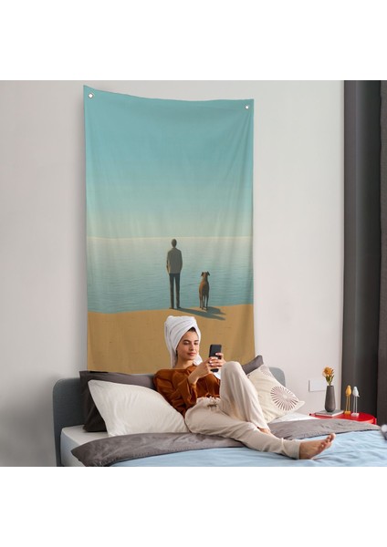 Sahilde Tefekkür Eden Adam Duvar ÖRTÜSÜ-7509 fiyatları