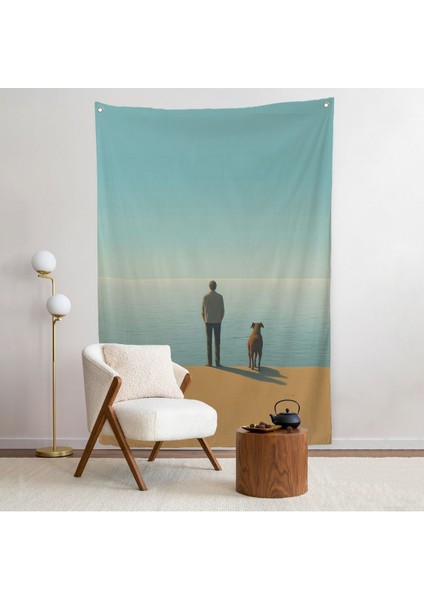 Sahilde Tefekkür Eden Adam Duvar ÖRTÜSÜ-7509