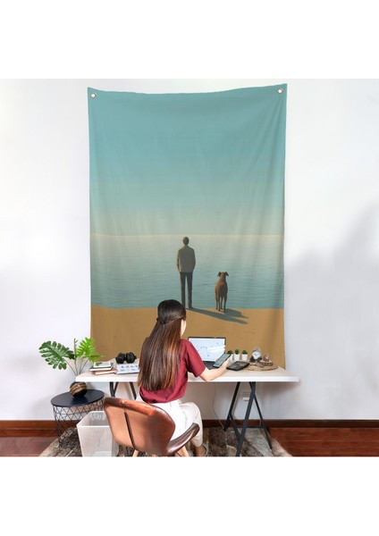Sahilde Tefekkür Eden Adam Duvar ÖRTÜSÜ-7509