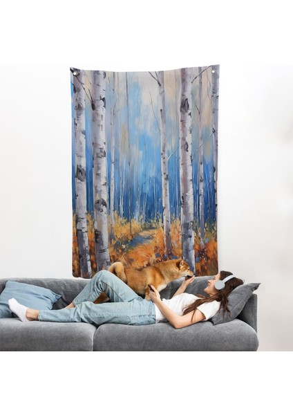 Ormandaki Kavak Ağaçları Duvar ÖRTÜSÜ-7586