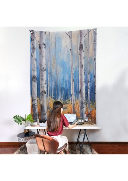 Ormandaki Kavak Ağaçları Duvar ÖRTÜSÜ-7586