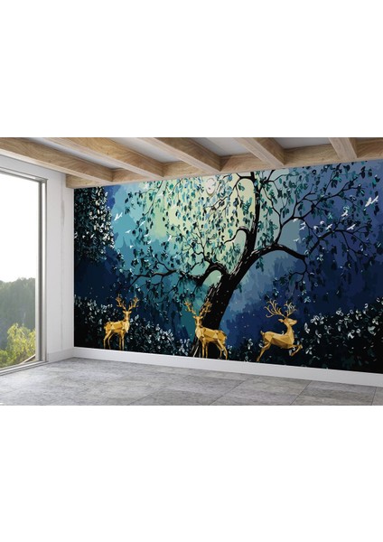 Db Modern Soyut Tarzda Altın Geyikler Dekoratif Duvar KAĞIDI-3687 fiyatları