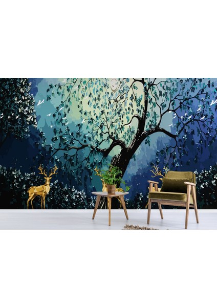 Db Modern Soyut Tarzda Altın Geyikler Dekoratif Duvar KAĞIDI-3687 modelleri