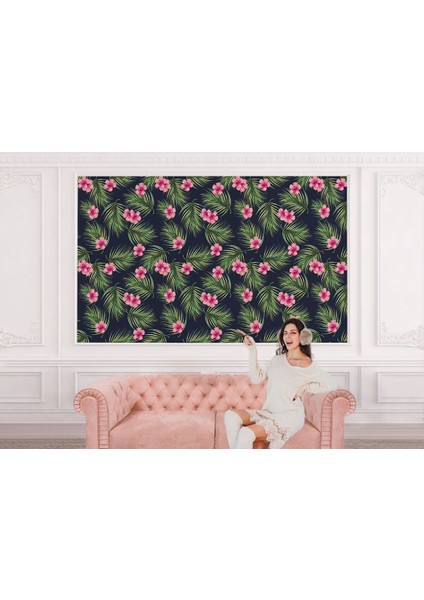 Tropikal Çiçekli Ağaç Yaprakları Duvar KAĞIDI-5561