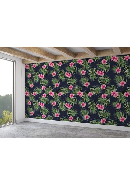 Tropikal Çiçekli Ağaç Yaprakları Duvar KAĞIDI-5561 fiyatları