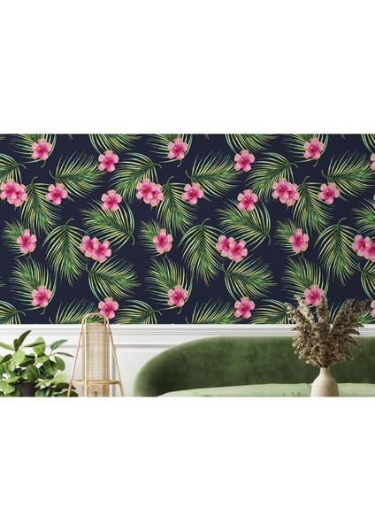 Tropikal Çiçekli Ağaç Yaprakları Duvar KAĞIDI-5561 modelleri
