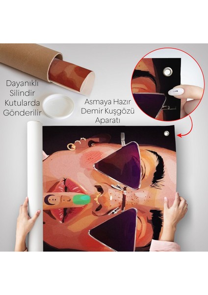 parmak ışareti yapan kadın duvar örtüsü-7747 indirimleri