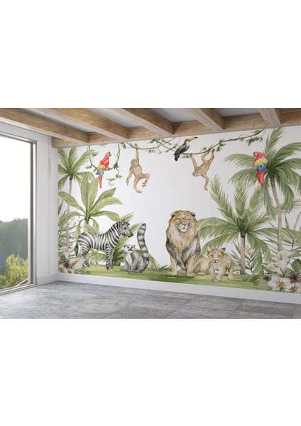 Sevimli Hayvanlar Desenli Duvar Kağıdı Kreş Okul POSTERI-5638 fiyatları