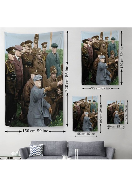 Atatürk Silah Arkadaşları Ile Cephede Dekoratif Duvar Örtüsü - HALISI-6211 modelleri