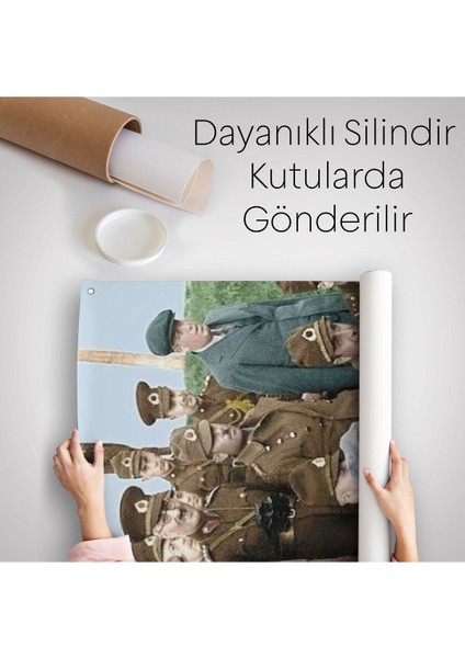 Atatürk Silah Arkadaşları Ile Cephede Dekoratif Duvar Örtüsü - HALISI-6211 indirimleri