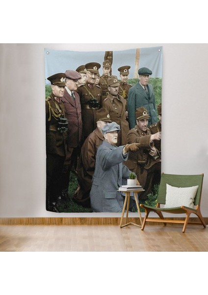 Atatürk Silah Arkadaşları Ile Cephede Dekoratif Duvar Örtüsü - HALISI-6211