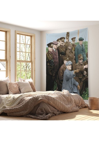 Atatürk Silah Arkadaşları Ile Cephede Dekoratif Duvar Örtüsü - HALISI-6211