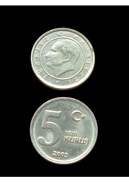 2007 5 Yeni Kuruş Koleksiyon Para Madeni Para Eski Para Hobi Antika Darpane