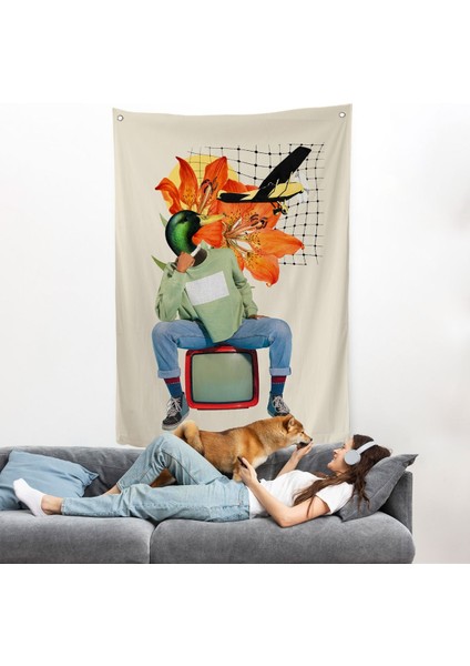 Ördek Kafalı Insan Pop Art Duvar ÖRTÜSÜ-8017
