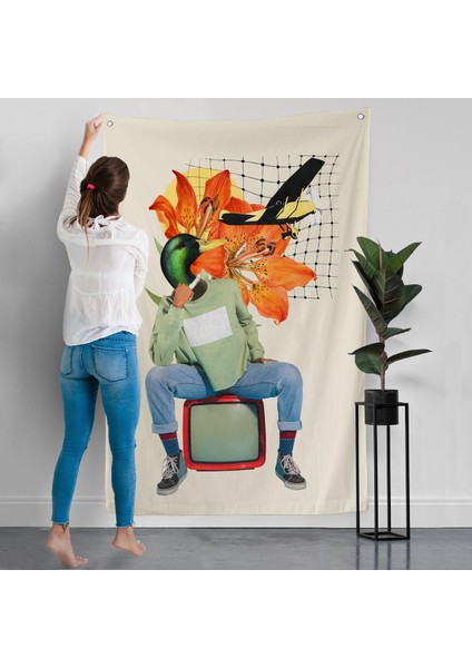Ördek Kafalı Insan Pop Art Duvar ÖRTÜSÜ-8017 modelleri