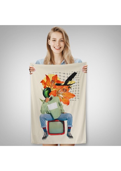 Ördek Kafalı Insan Pop Art Duvar ÖRTÜSÜ-8017
