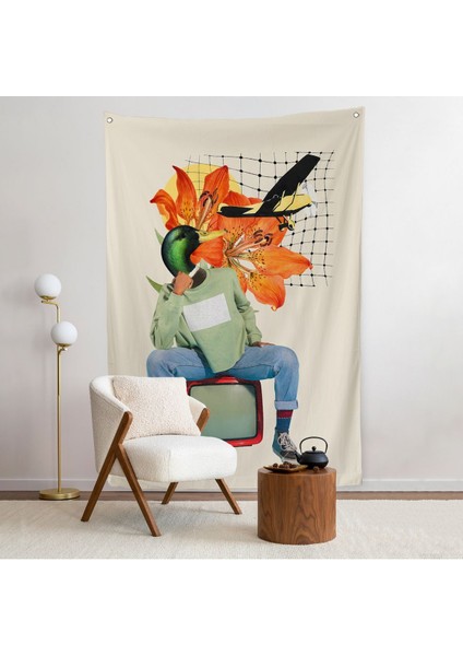 Ördek Kafalı Insan Pop Art Duvar ÖRTÜSÜ-8017