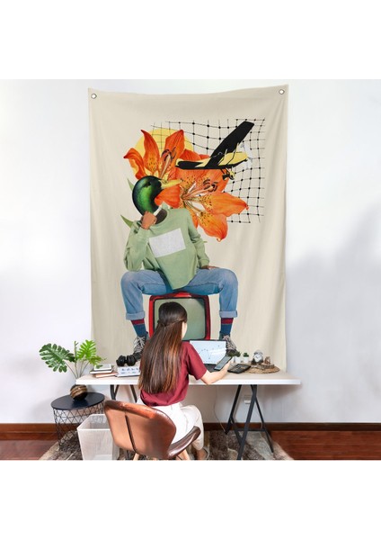 Ördek Kafalı Insan Pop Art Duvar ÖRTÜSÜ-8017