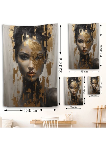 Altın Detaylı Güzel Kadın Duvar ÖRTÜSÜ-7625 fırsatları