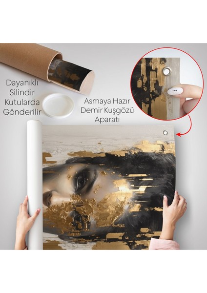 Altın Detaylı Güzel Kadın Duvar ÖRTÜSÜ-7625 indirimleri