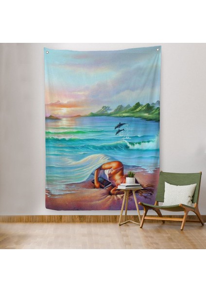 Okyanus Düşlerı Kuran Kız Duvar Örtüsü - HALISI-6209