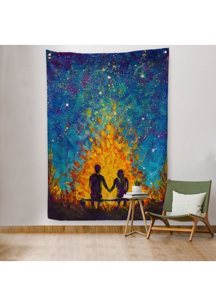 Nevruz Ateşini Izleyen Aşıklar Duvar Örtüsü - HALISI-5995